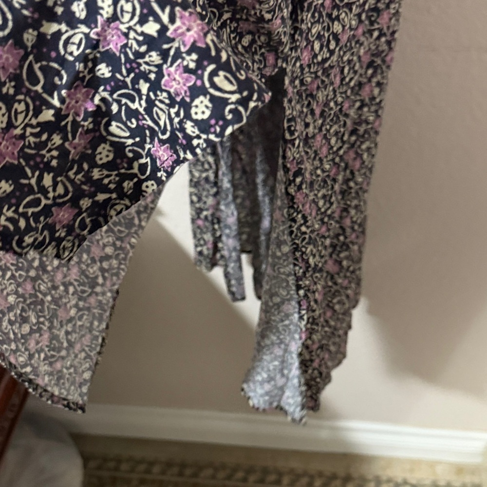 Marine Layer hemp emylyn Black Floral wrap Midi Dress pockets - Picture 12 of 15